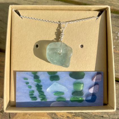 Chunky Seafoam Blue Seaglass Pendant
