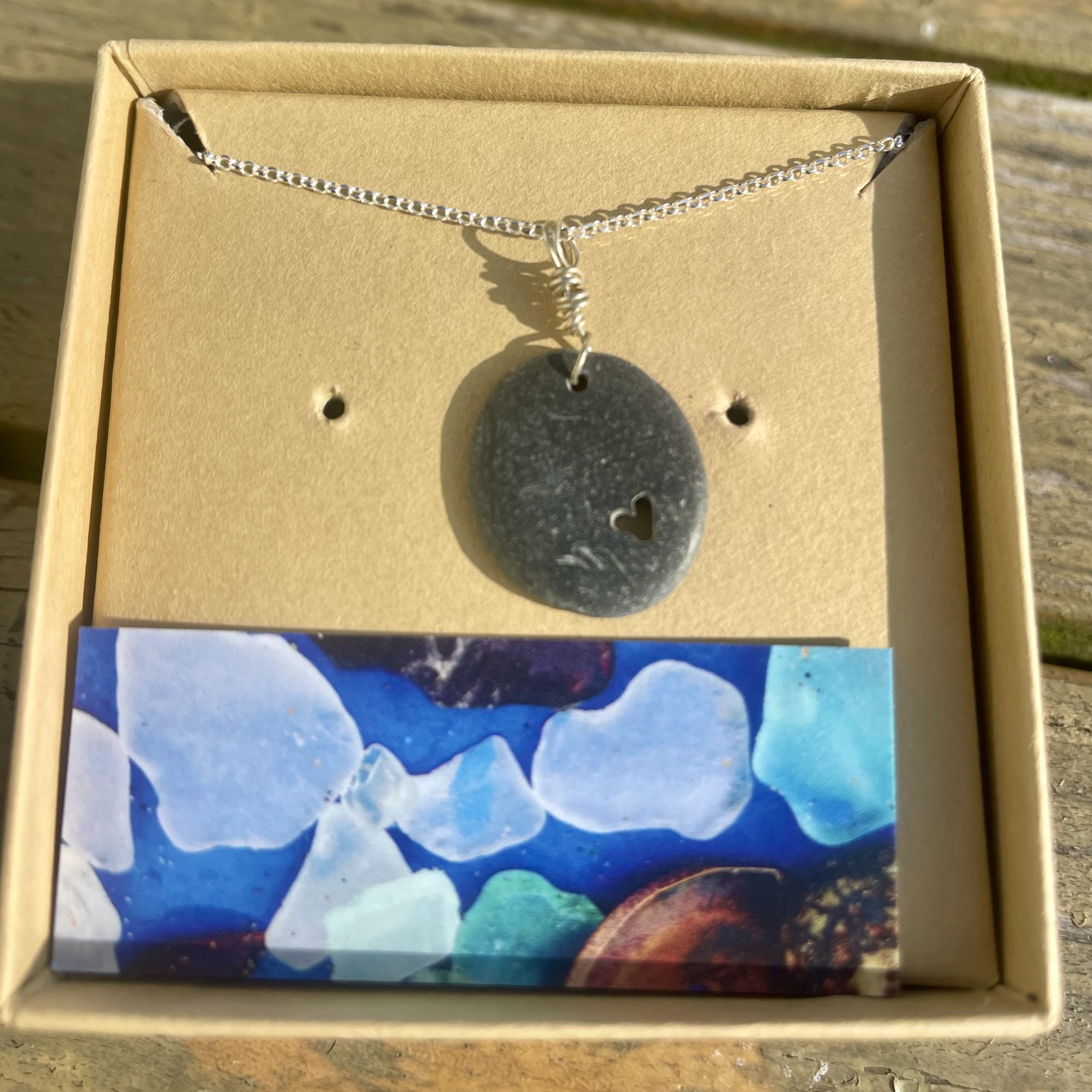 Heart Pebble Silver Pendant
