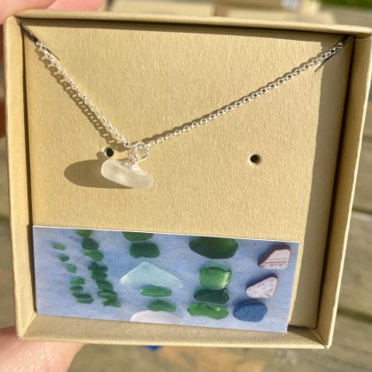White Top-Drilled Seaglass Pendant