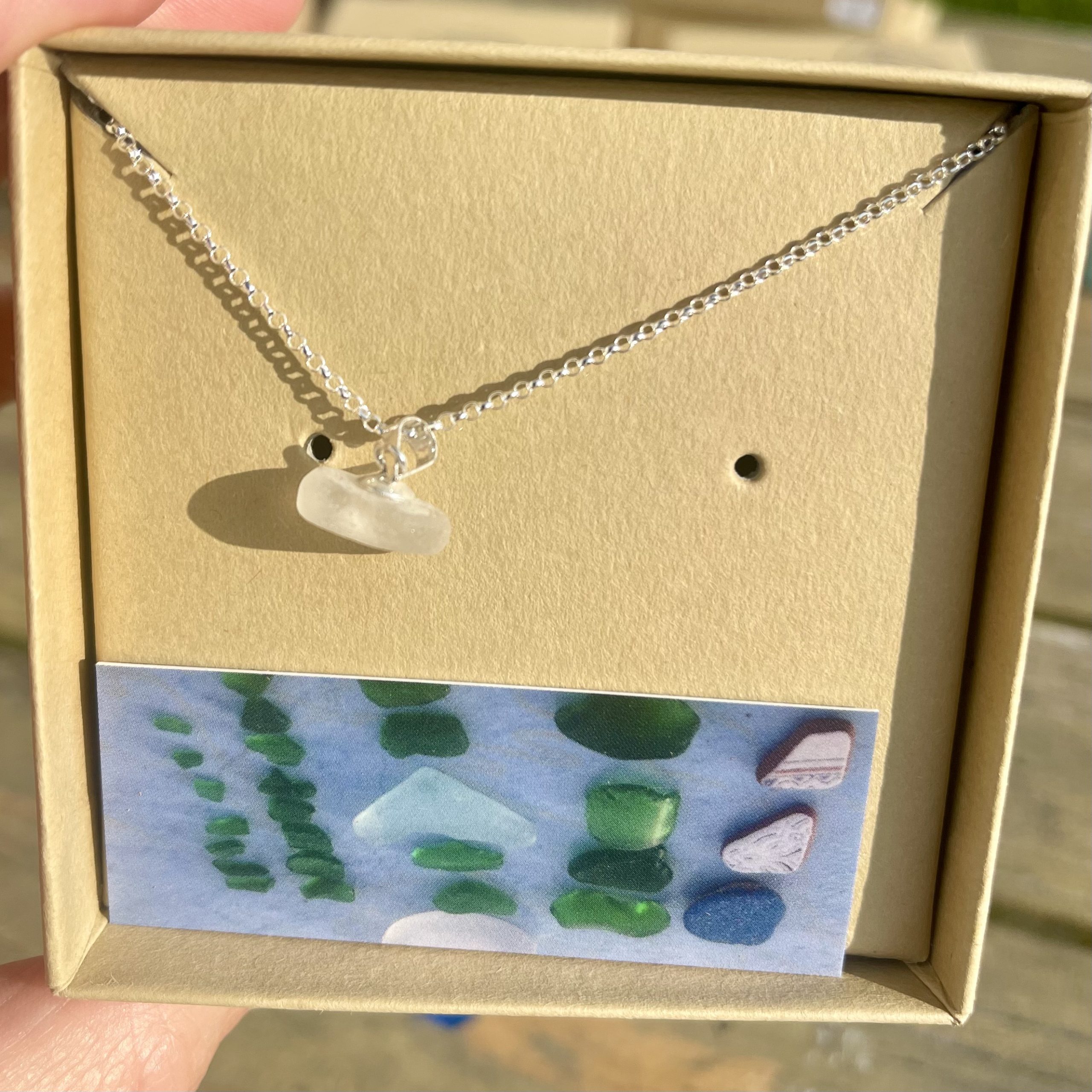 White Top-Drilled Seaglass Pendant