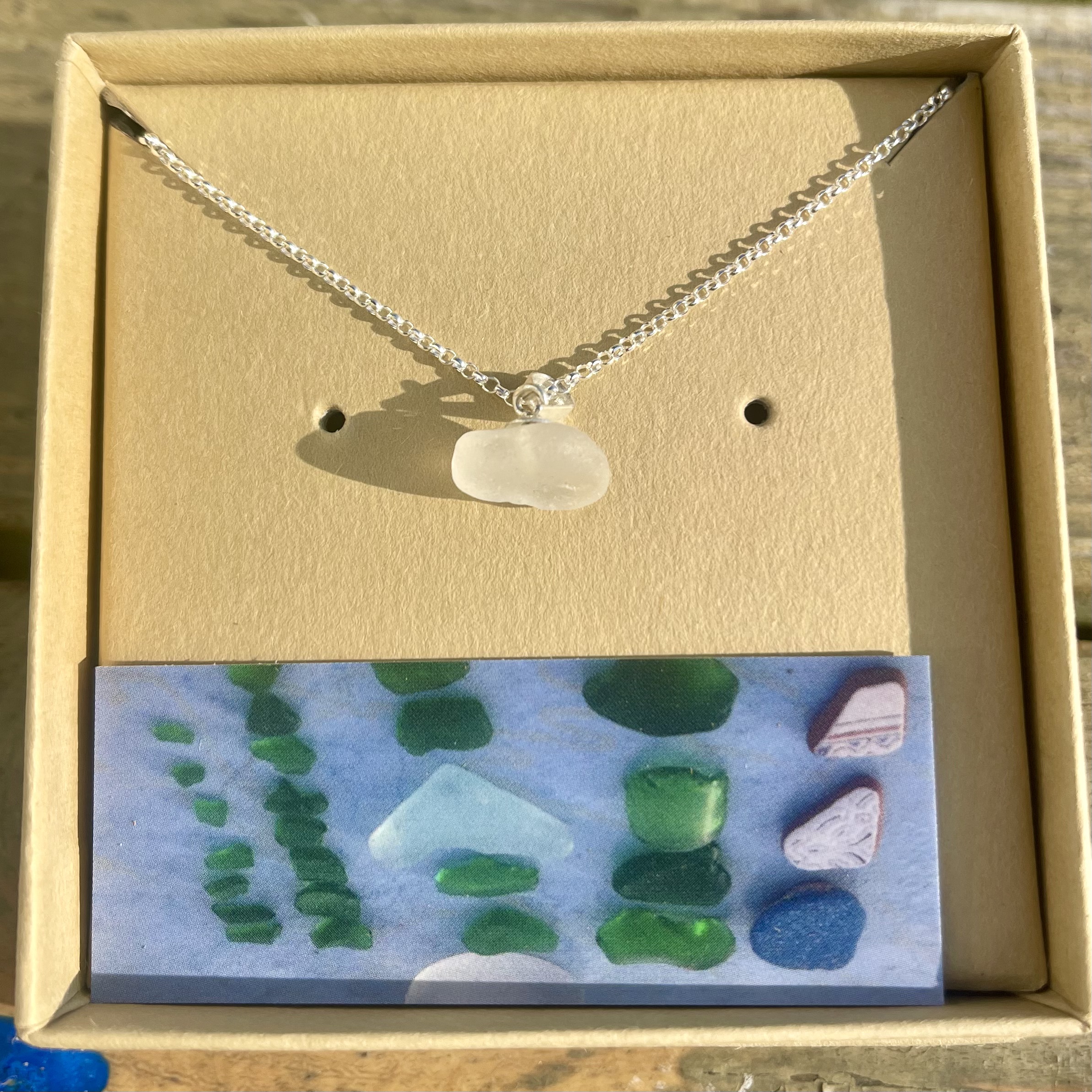 White Top-Drilled Seaglass Pendant - Image 2