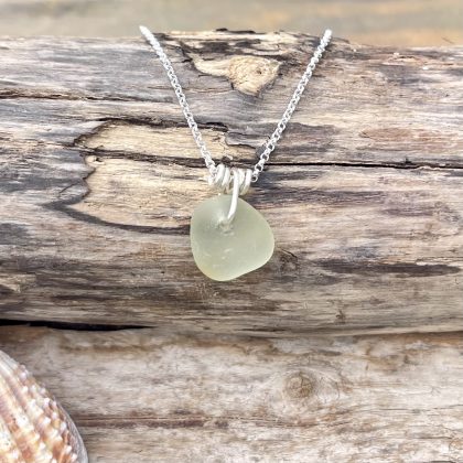 White Seaglass Twizzles Pendant