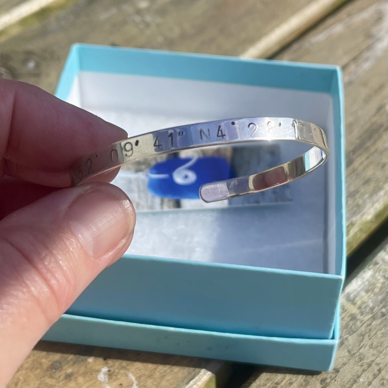 Silver Carreg Bica Co-ordinates Cuff Bangle - Image 3