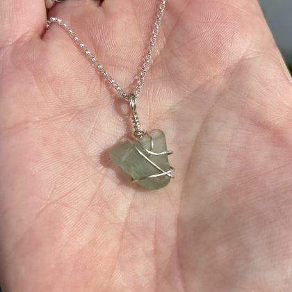 Light Green Seafoam Llangrannog Seaglass & Silver Pendant