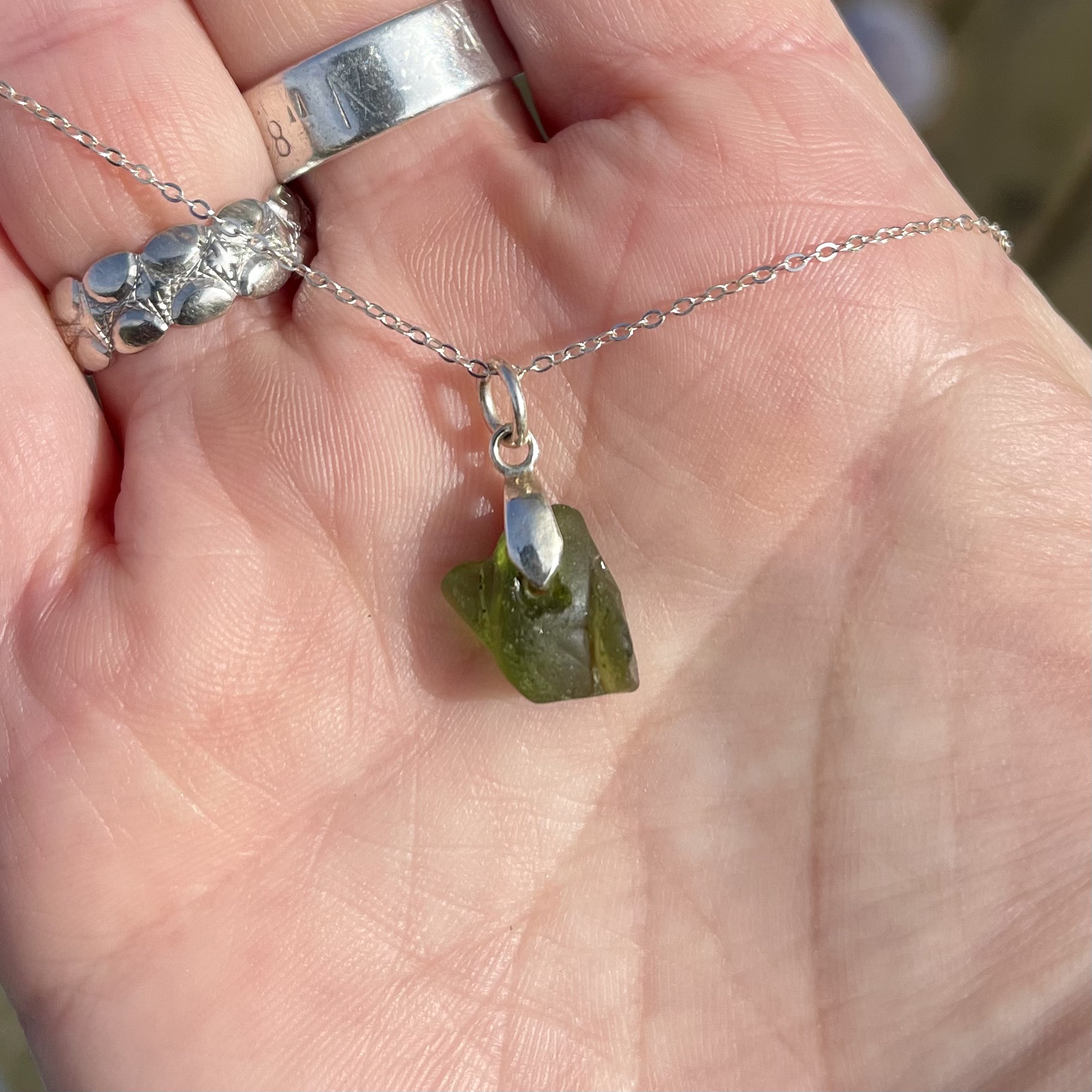 Green Llangrannog Seaglass & Silver Pendant - Image 4